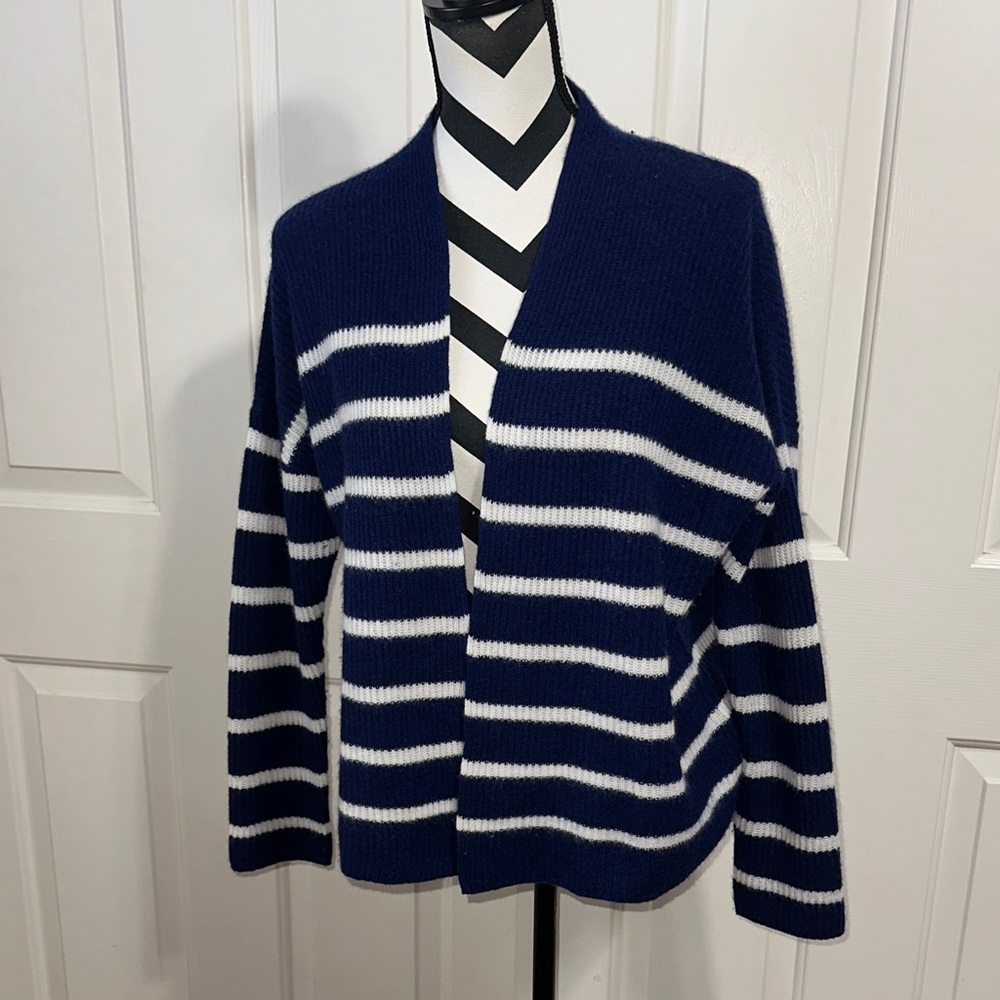 Vineyard Vines Navy and White Striped Open Front Cardigan
